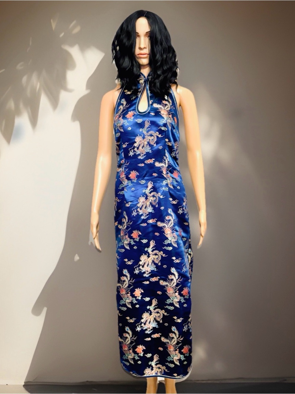 Women's Halterneck Sleeveless Chinese Cheongsam Mandarin Collar Dress Sz Small - Picture 5 of 14